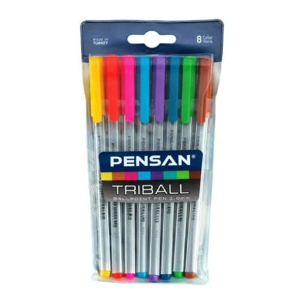 Pensan Triball 1.0 Tükenmez Kalem 8 Renk Set
