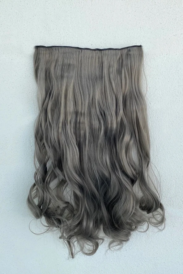 Caş Dekorasyon Isıya Dayanıklı Yarım Ay Saç Çıt Çıt Dalgalı Gri 70 cm 140gr (13#) - 2