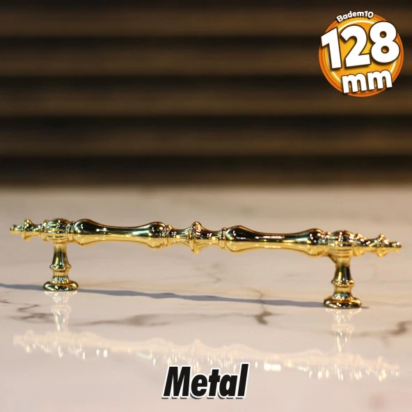 Şehzade Kulp Mobilya Mutfak Dolabı Çekmece Dolap Kulpları Kapak Kulpu Kulbu Gold 128 mm Metal