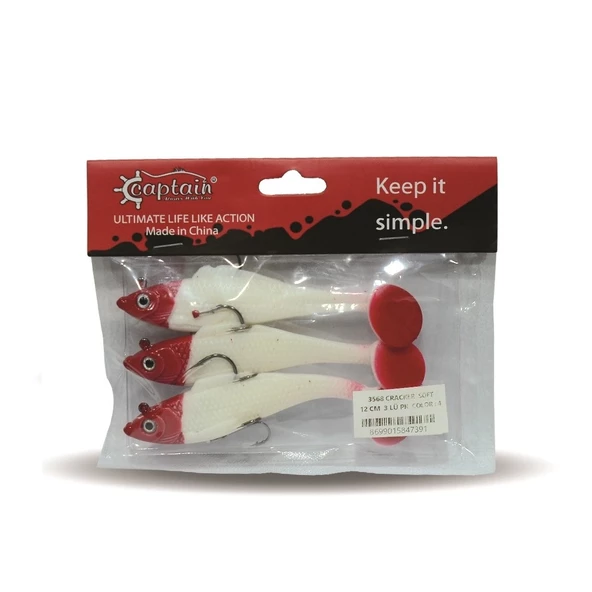 Captain 3568 Cracker Soft 12cm 26gr Levrek Turna Silikonu 3'lü Set Suni Yem - 3
