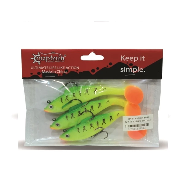 Captain 3568 Cracker Soft 12cm 26gr Levrek Turna Silikonu 3'lü Set Suni Yem - 6
