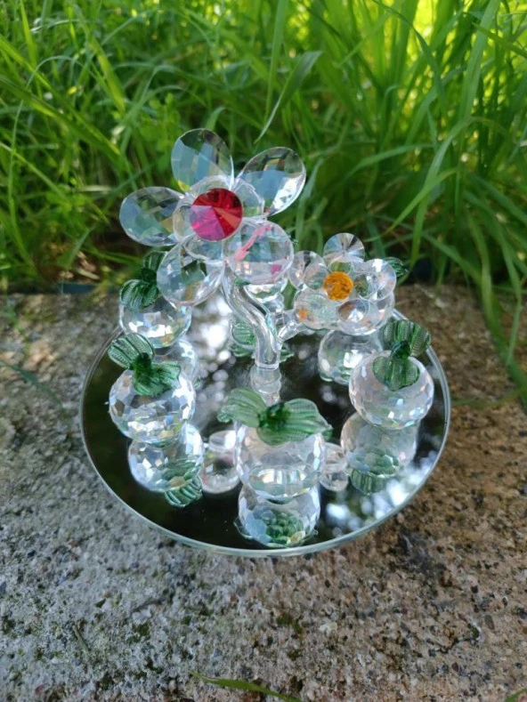 Kristal Meyve Tabağı Aynalı Dönen Ayaklı Sehpa Ev Ofis Dekor Masa Ev Düğün Nişan Organize Dekorasyon - 2