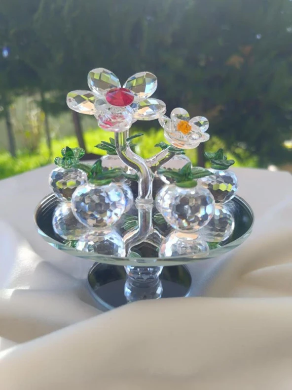 Kristal Meyve Tabağı Aynalı Dönen Ayaklı Sehpa Ev Ofis Dekor Masa Ev Düğün Nişan Organize Dekorasyon - 4