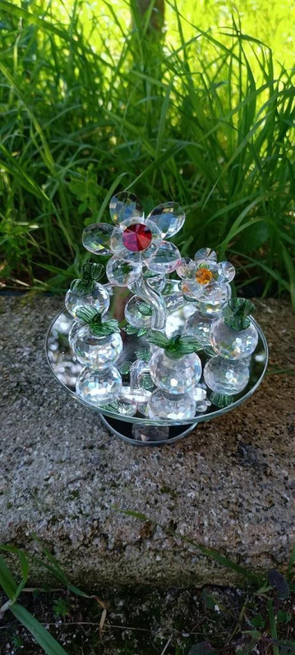 Kristal Meyve Tabağı Aynalı Dönen Ayaklı Sehpa Ev Ofis Dekor Masa Ev Düğün Nişan Organize Dekorasyon - 5