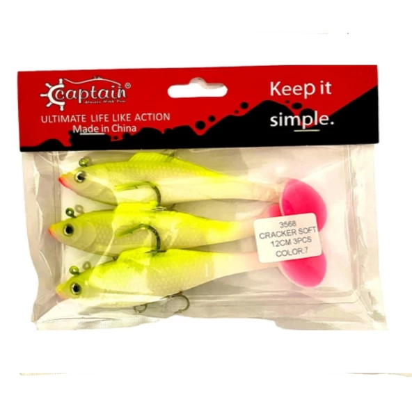 Captain 3568 Cracker Soft 12cm 26gr Levrek Turna Silikonu 3'lü Set Suni Yem - 2