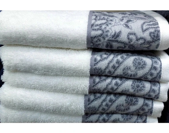 Özdilek 2li Pamuklu El-Yüz Havlusu (50x90)-Paijley Kreme Gri