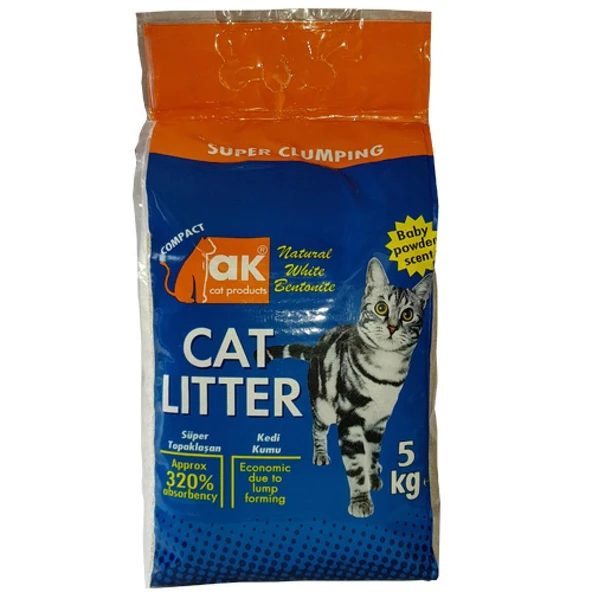 Akkum Topaklaşan Kedi Kumu Bebek Pudralı Kalın Taneli 5 KG - Resim 1