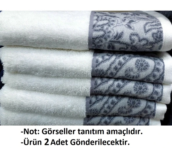Özdilek 2li Pamuklu El-Yüz Havlusu (50x90)-Paijley Kreme Gri - 2