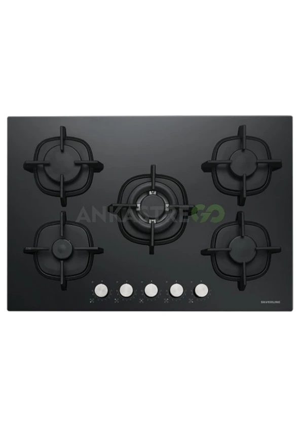 Silverline CS5426B01 75 cm Wok Gözlü Siyah Cam Ankastre Ocak