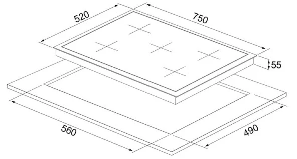 Silverline CS5426B01 75 cm Wok Gözlü Siyah Cam Ankastre Ocak - 2