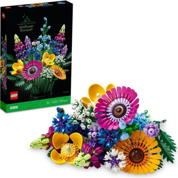 LEGO® Icons Kır Çiçekleri Buketi 10313 Yapım Seti - Yetişkinler Için Dekoratif ve Koleksiyonluk Kendin Yap Çiçek Buketi Yapım Seti (939 Parça)