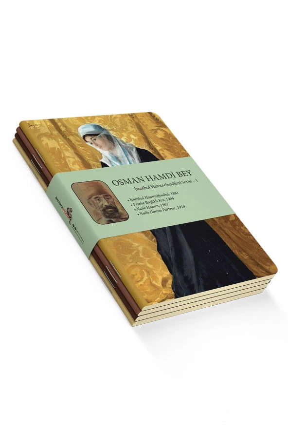 Osman Hamdi Bey 4'lü Defter Seti 1 - Istanbul Hanımefendileri 1 - Çizgisiz - 64 Sayfa - 10,5x14cm
