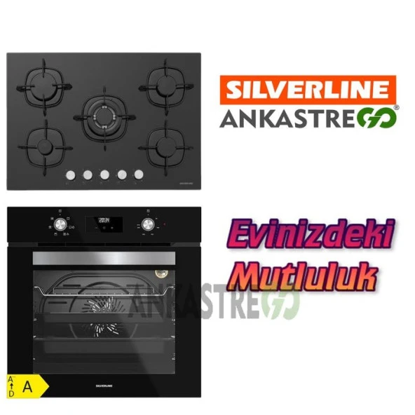 Silverline BO6502B02 - CS5365B01 Siyah Cam Ankastre Set