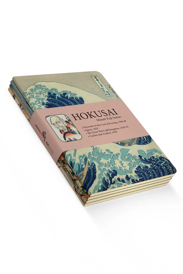 Hokusai 4'lü Defter Seti 1 - Mount Fuji Series I - Çizgisiz - 64 Sayfa - 14x21cm 8683363711350, one size