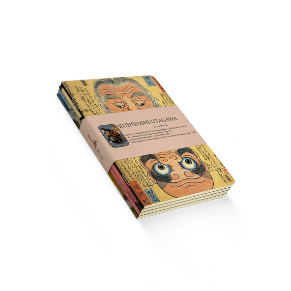 Kuniyoshi Utagawa 4'lü Defter Seti - Faces Series - Çizgisiz - 64 Sayfa - 14x21cm