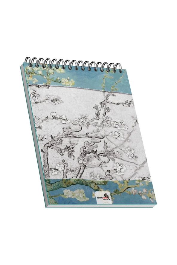 Almond Blossoms, Van Gogh 1890, A5 Eskiz Defter II, Çizgisiz, 100 Sayfa, 100 gram, Beyaz Renk - 1