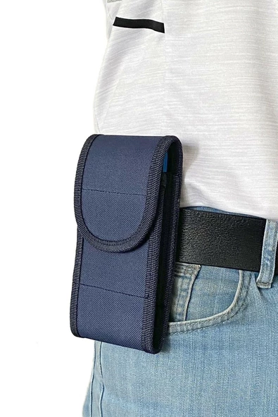 Lederax LD170 Kanvas Kumaş Cırt Kapaklı Kemere Takılan Telefon Kılıfı - 5