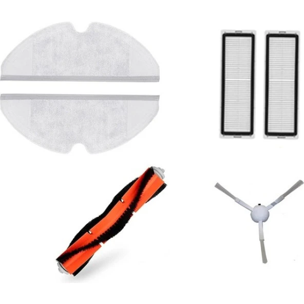 srfn ticaret Xiaomi Vacuum Mop 2C (XMSTJQR2C) Aksesuar Seti: 2 Adet Fiber Mop Bezi - 2 Adet Hepa Filtre - 1 Adet Yan Fırça - 1 Adet Ana Fırça