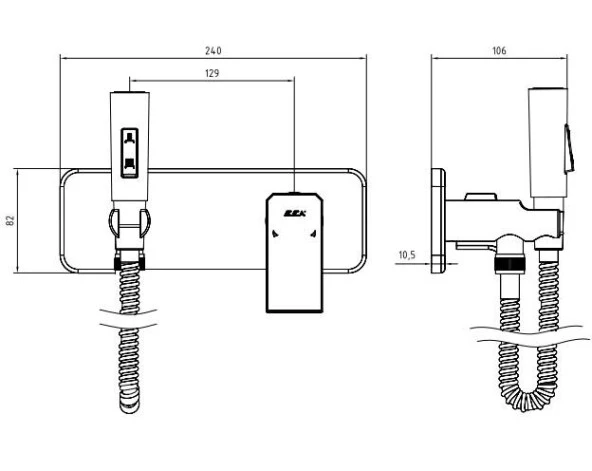 Eca Tiera Ankastre Taharet Shut-Off Bataryası El Duşlu Sıva Üstü Grubu 102167005-KE - 2