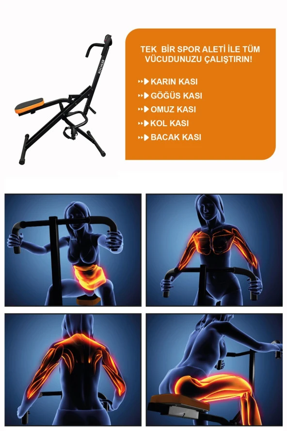 Total Fitness Tüm Vücut Fitness Aleti - Kondisyon Aleti - Mekik Aleti - Alman Tasarım