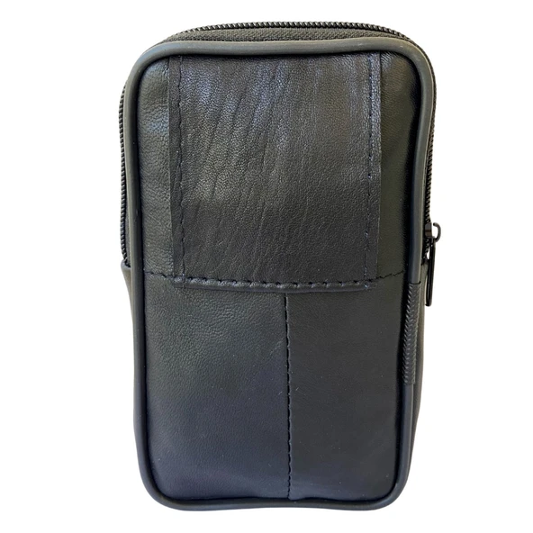 Lederax Hakiki Deri Telefon Bölmeli Kemer Çantası 3 Bölmeli Dikey - 5