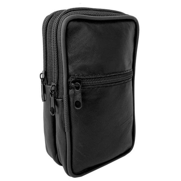 Lederax Hakiki Deri Telefon Bölmeli Kemer Çantası 3 Bölmeli Dikey - 4