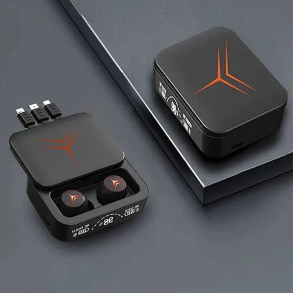 M88 Plus Powerbank Özellikli 3 Kablo Çıkışlı Kablosuz Bluetooth Kulaklık ( Siyah ) - 3