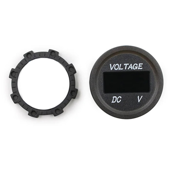 Su Geçirmez Dc 6V / 48V Voltmetre Yuvarlak Panel Tip Montajlanabilir Dijital Kırmızı Renk Led - 3