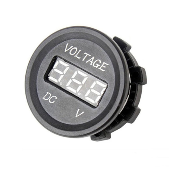 Su Geçirmez Dc 6V / 48V Voltmetre Yuvarlak Panel Tip Montajlanabilir Dijital Kırmızı Renk Led - 7