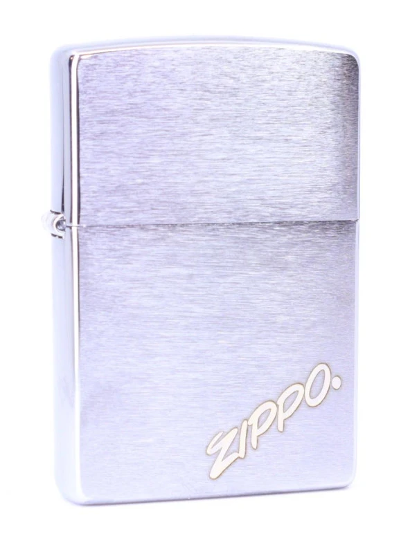 Zippo Reg Brush Fin Chrome Logo