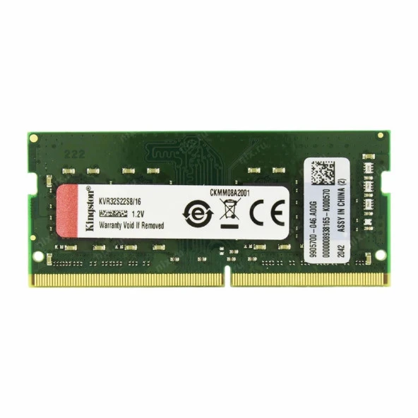 Kıngston Kvr32s22s8/16 16Gb (Tek Parça) Ddr4 3200Mhz Notebook Bellek