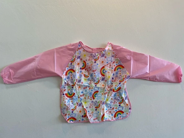Nova Color Pembe Gökkuşağı Desenli Large Boyama Önlüğü NC-4108