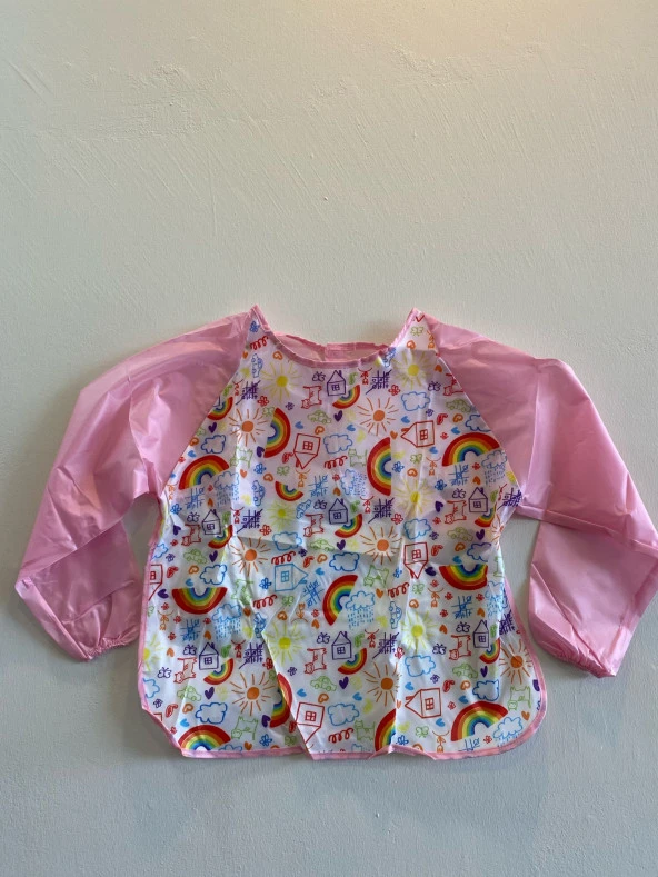 Nova Color Pembe Gökkuşağı Desenli Large Boyama Önlüğü NC-4108 - 2