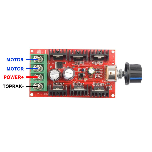 40A 50V DC Motor Sürücü Kutulu Hız Kontrol Devresi 0/100% Pot Kontrollü Pwm Ayarlanabilir Voltaj - 3