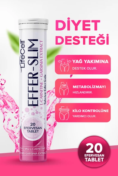 Effer Slım - 20 Adet Efervesan Tablet Diyet Desteği - Takviye Edici Gıda