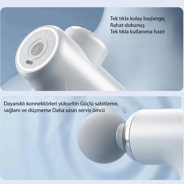 Coofbe 6 Fonksiyonlu Titreşimli Yoğurmalı 4 Başlıklı Masaj Aleti Darbeli Masaj Tabancası Kas Rahatlatıcı - 7