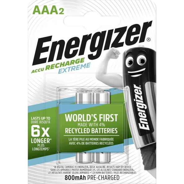 Energizer Extreme AAA 800mAh Şarj Edilebilir Kalem Pil 2 li
