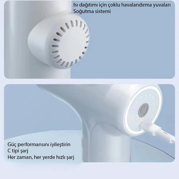 Polham 4 Başlıklı 6 Kademeli Titreşimli Darbeli Masaj Aleti, Rahatlatıcı Sporcu Masaj Tabancası - 9