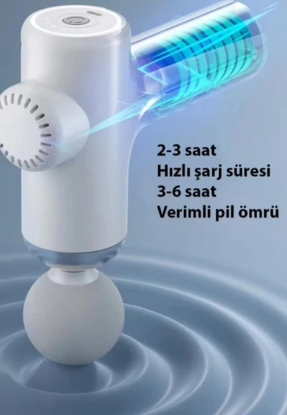 Polham 4 Başlıklı 6 Kademeli Titreşimli Darbeli Masaj Aleti, Rahatlatıcı Sporcu Masaj Tabancası - 8