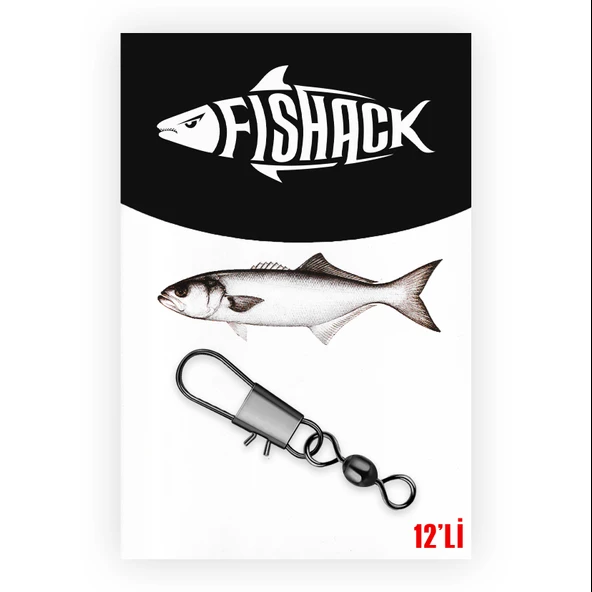 Outdoor Balıkçılık Fishack Paslanmaz Klipsli Fırdöndü Füme No: 7 12'li