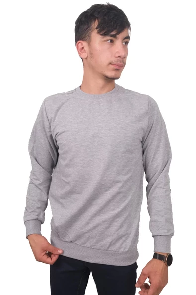 Erkek Açık Gri Sweatshirt 8