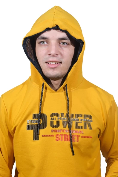 Erkek Power Sarı Kapüşonlu Sweatshirt 205