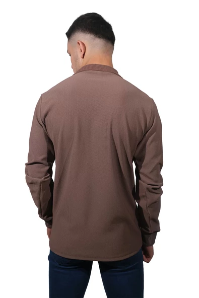 Erkek Polo Yaka Jakar Kahve Kazak - 2
