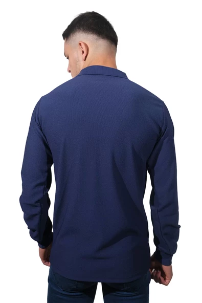 Erkek Polo Yaka Jakar İndigo Kazak - 2