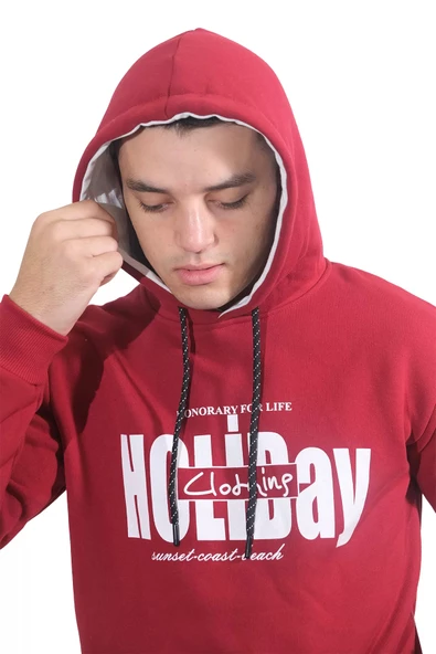 Erkek Holiday Bordo Kapüşonlu Sweatshirt 239 - 2