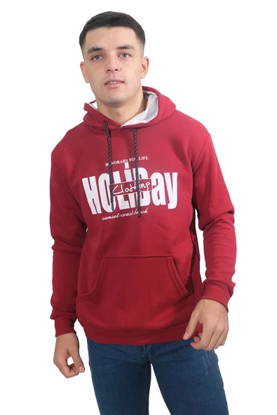 Erkek Holiday Bordo Kapüşonlu Sweatshirt 239