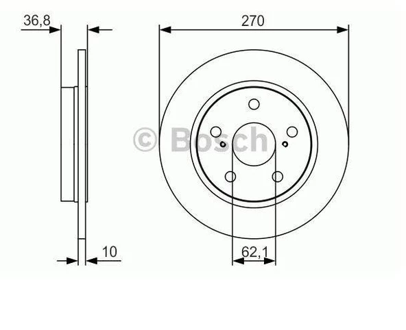 BOSCH FREN DİSKİ ARKA TOYOTA COROLLA AURİS 1.4 D4D 2007- COROLLA 2013-