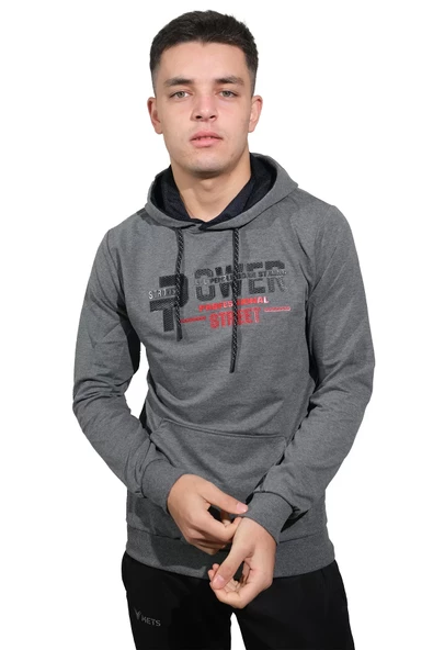 Erkek Power Füme Kapüşonlu Sweatshirt 2804