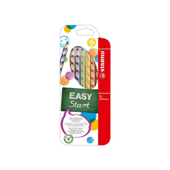 Stabilo Easy Colors Kuru Boya Kalemi 6 Renk Sol El