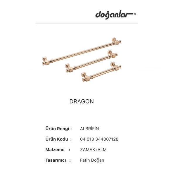 5 Adet Doğanlar Dragon 192 mm Mobilya Kulp Albrifin - 3